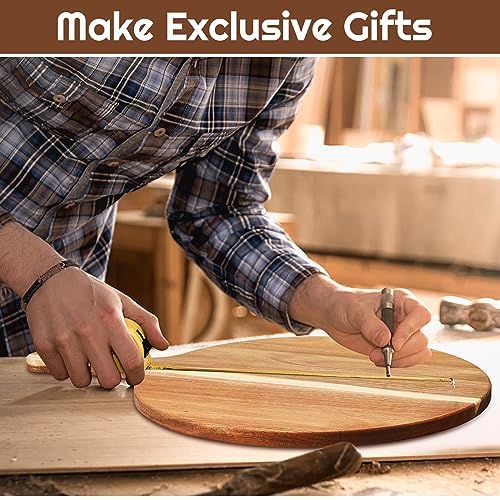Sliner 6 Pcs Acacia Wood Round Cutting Board 0.6 Inch Thick, 12 x 16