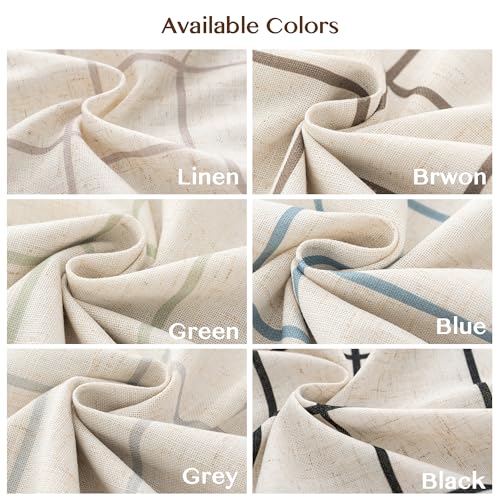 Green 40W x 84L Inches Pinch Pleated Blackout Gingham Curtains Set of 2 - Modern Linen Checkered Drapes for Living Room & Bedroom