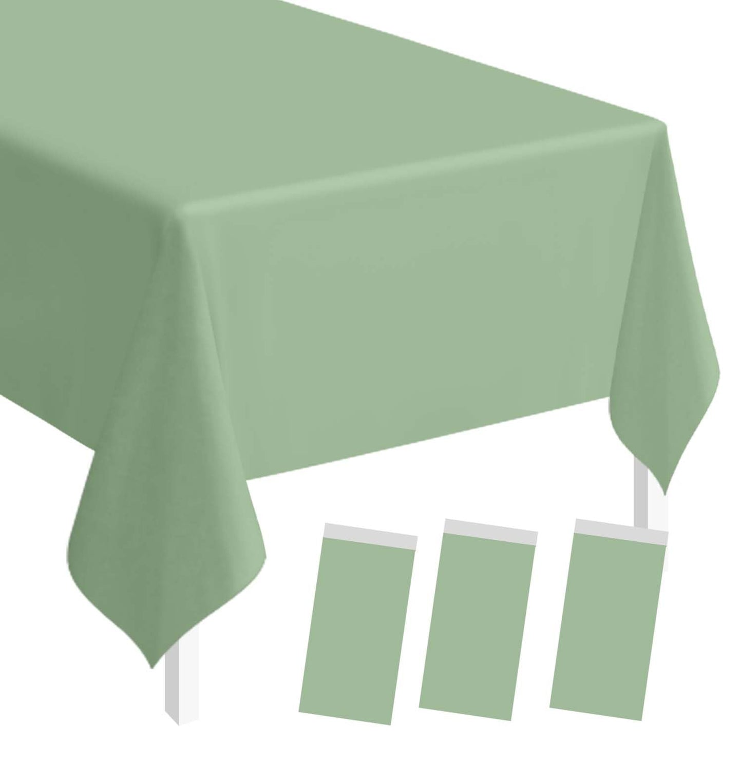 SietDESEO 3 Pack Sage Green Plastic Tablecloth Rectangle 54 x 108 Premium Disposable Table Cloth Plastic Sage Table Cover for Wedding Baby Shower Party Decorations