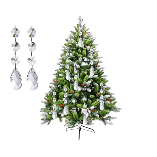 30PCS DIY Teardrop Acrylic Crystal Drop Beads Christmas Ornaments Tree Decorations Garland Chandelier Hanging Crystals for Wedding Party Celebration Decor