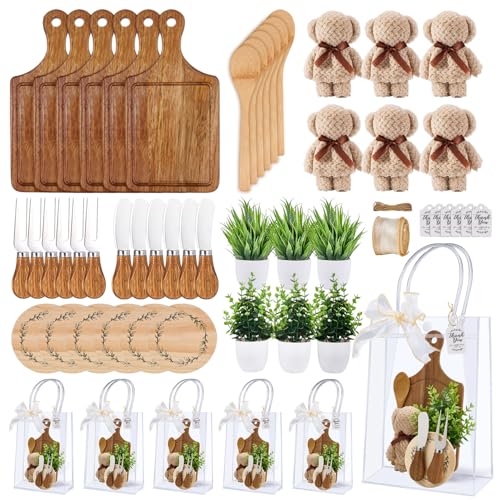 Baby Shower Prize Set - 6 Acacia Square Shaped Cheese Boards & Gift Items - Wishfond
