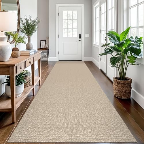 EARTHALL Washable Runner Rug 3x12 ft Sand Beige Non Slip Hallway Carpet