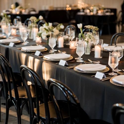 Black 8ft Rectangle Tablecloth Set - 10 Pack, 60 x 126 Inch, Variation: 60 x 126 inch / 153 x 320 cm