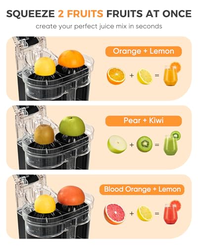 Electric Citrus Juicer with Dual-Head & Built-In Cutter - Fast 200W Juice Extractor