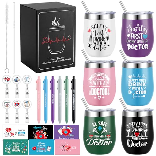 Doctor Appreciation Gift Set - 36 Pcs Including Stainless Steel Tumblers & Badge Reels
