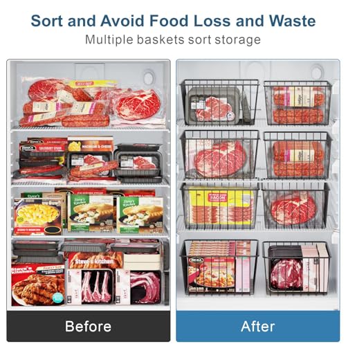 iSPECLE 6-Pack Freezer Organizer Bins for 16 Cu Ft Upright Freezer - White, Includes 3 Large & 3 Medium Bins