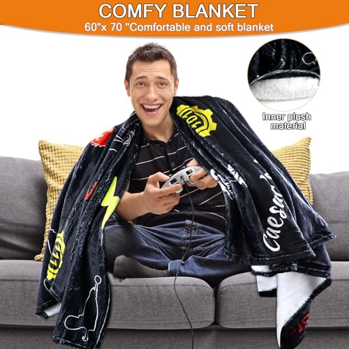 Flannel Throw Blanket Fall Merchandise Out, Birthday Gifts for Boys Girls Gamers Teens, Warm Soft Blanket for Living Room Bedroom Decorations Bed Sofa - 70"x60"