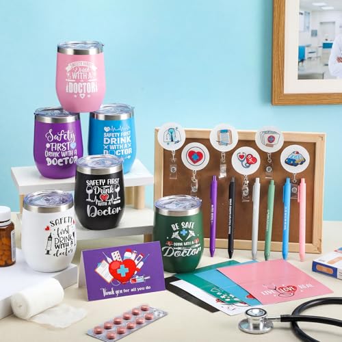 Doctor Appreciation Gift Set - 36 Pcs Including Stainless Steel Tumblers & Badge Reels