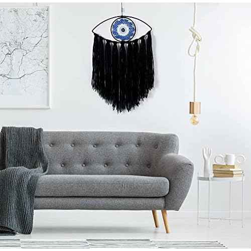 Holmgren Evil Eye Dream Catcher - Black Dream Catchers for Bedroom, Evil Eye Wall Hanging for Witch Dark Decor, Gothic Wall Decorations, Ornament Craft Gift(Black)
