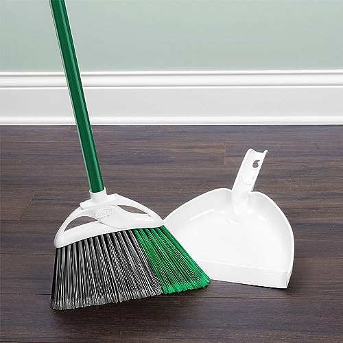 Libman Commercial Precision Angle Broom with Dustpan - 11-Inch, Green & White, Pack of 4