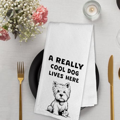 Yorkshire Terrier Dog Kitchen Towel - Funny Yorkie Gift for Women, 16x24