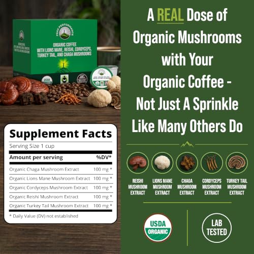 USDA Organic Mushroom Coffee Pods. High Altitude, Low Acid, Smooth