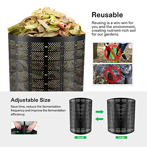 500 Gallon Outdoor Compost Bin Set - Expandable, Heavy-Duty Garden Composter with Gloves (Pack of 2)