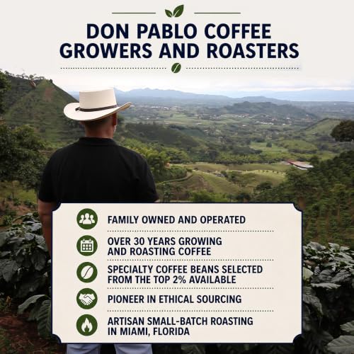 32 Ounce Medium-Dark Roast Whole Bean Coffee - Low Acidity - 2 lb Bag - Don Pablo Colombian Supremo
