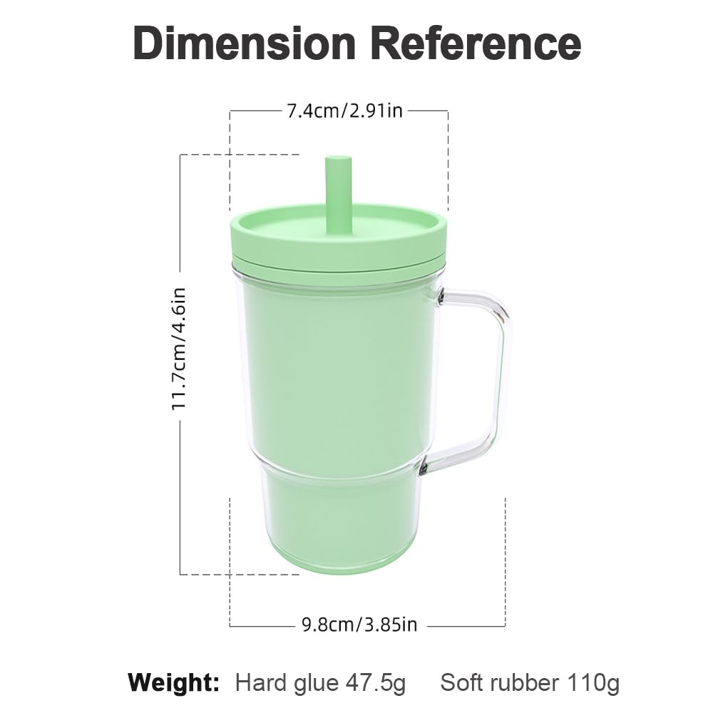 JIUHCORY Kids BPA-Free Plastic Tumbler with Spill Resistant Flexible Straw, Easy to Clean, Kids Water Bottle, Great for Travel, Dishwasher Safe, Orange Peach and Watermelon(1 Green &1 Pink)
