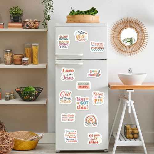 Inspirational Christian Fridge Magnets - 16Pcs Boho Bible Verse Locker Accessories for Girls Motivational Religious Scripture Refrigerator Magnet Home Kitchen Office Whiteboard Decorations