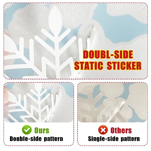 Enwokran Christmas Window White Stickers, 10 Sheet 245pcs Xmas Window Clings Decals Reusable Double Sided Printed Self Adhesive Window Decoration for Xmas Holiday Winter Party