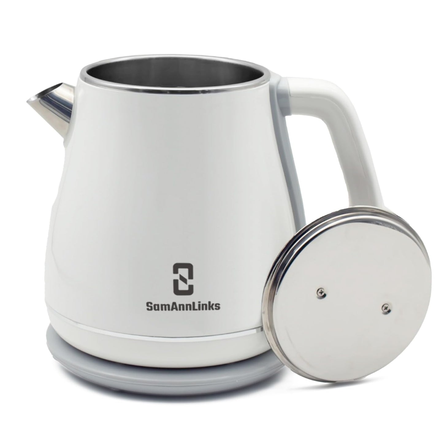 White 1.8L Electric Tea Kettle, Electric Kettle, Stainless Steel electric tea kettle for Fast Boiling Water, hot water Kettle, Double wall and Boil-Dry Protection with Auto-Shutoff.