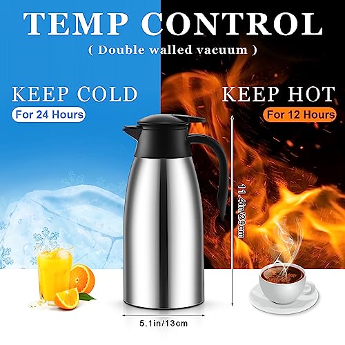 Insulated 68 oz Stainless Steel Coffee Carafe Set - Silver, 2 Pieces