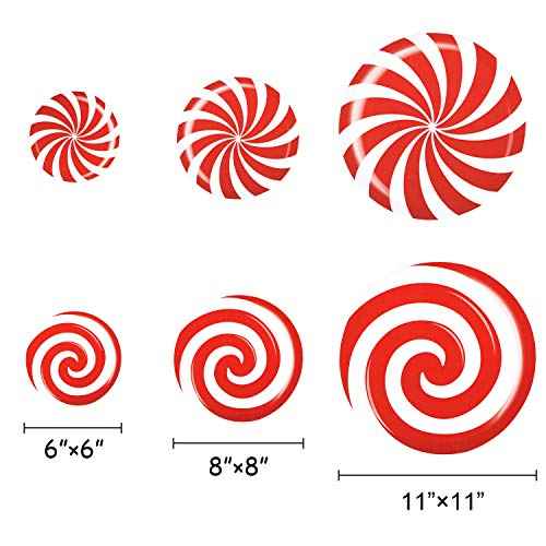 24 PCS Peppermint Floor Decals Stickers-3 Sizes Self-Adhesive Design Christmas Candy Stickers,Floor Window Clings for Christmas Valentine's Day Candy Party Decorations