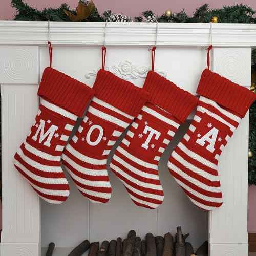 Christmas Stocking Knit Initial Christmas Stockings for Family Farmhouse Monogram Letter Christmas Stockings Christmas Decorations Gift Stocking Personalized Stocking Embroidered Letter B