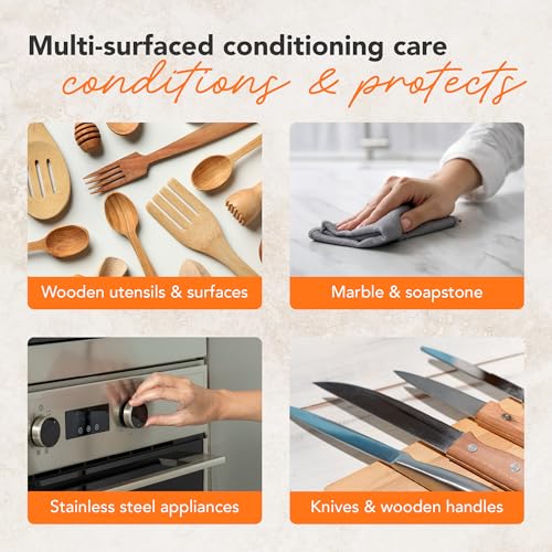 Food Grade Cutting Board Care Kit with Orange & Lemon Extracts - 3 Step Set