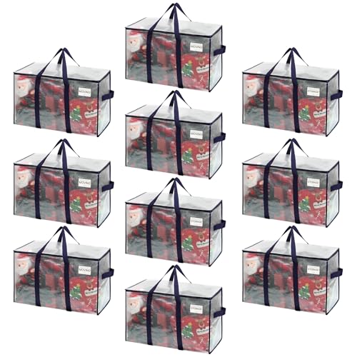 Clear 10 Pack Heavy Duty Moving Bags - Extra Large Reusable Storage for Clothes & Dorms