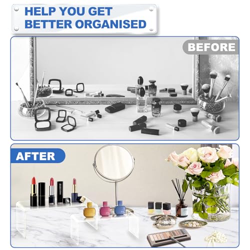 Aheroi 16-Piece Clear Acrylic Risers Display Stands - 4 Sizes, Model: 16Pcs-Clear-Rectangle