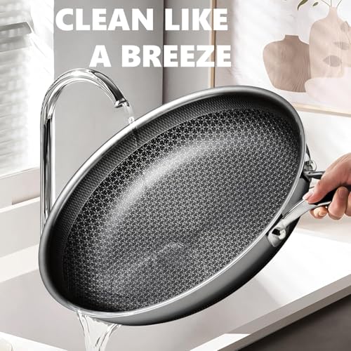 Stainless Steel Nonstick Frying Pan Set 8, 10, 12 Inch - Variation Stainless Steel / Ø8+10+12 w/o Lid