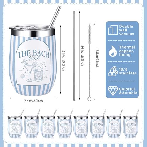 Sliner 12oz Beach Bachelorette Tumbler Set – 8-Piece with Lids