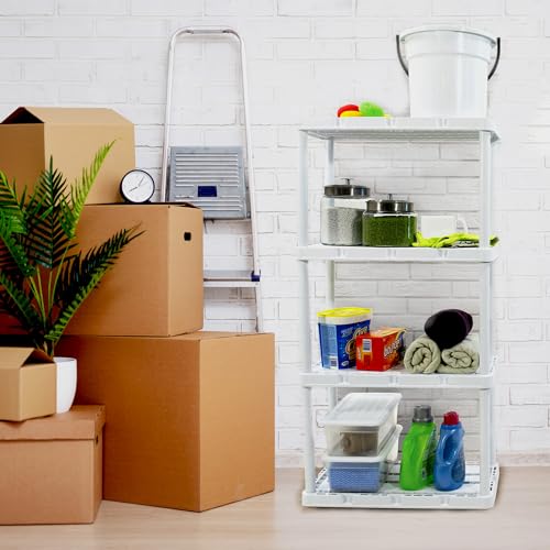 Gracious Living 4-Pack White Storage Shelves & Racks, 4 Solid Fixed-Tier Units