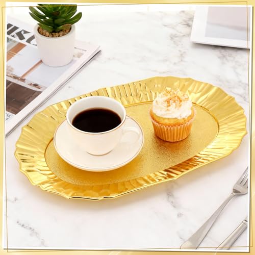 Acellegic Gold Plastic Serving Trays Set of 12 14.5x8.6 Inches Christmas Platters