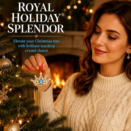 Blue Princess Crown Christmas Ornament - Royal Regal Holiday Decor Gift