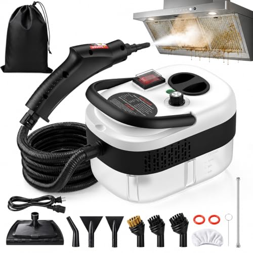 Portable Handheld Steam Cleaner Black 2500W for Home & Car Detailing