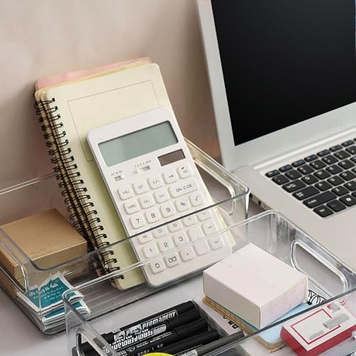 ShelfShaper 8 Pack Clear Plastic Storage Bins 10.8 x 7.9 x 3.4 Inches Multi-Purpose Organizers