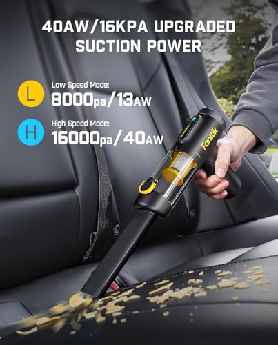 Cordless Handheld Car Vacuum Cleaner with LED Display, 16kPa Suction, 4-in-1 Dusting Tool