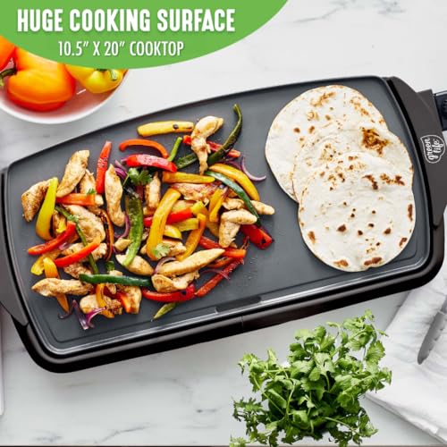 GreenLife 20-Inch Extra Large Electric Griddle - Graphite Black Nonstick Cooking Surface