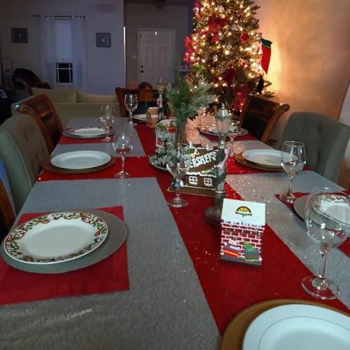 JYFLZQ Red Sequin Table Runner 12x108 inches - 10 Pack for Parties