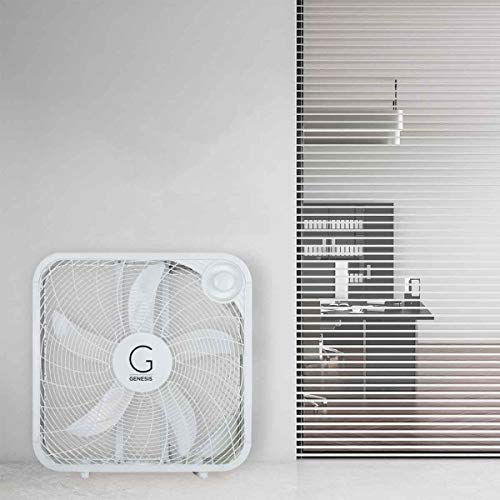 20-Inch Box Fan with 3-Speed Settings, Max Cooling Technology, Carry Handle - White