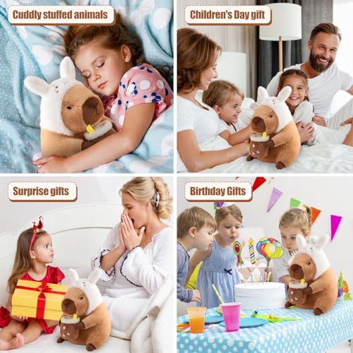 12" Capybara Plush Toy Pillow, Cute Bunny Capybara Stuffed Animal, Soft Plushies Doll for Girls Boys Kids, Kawaii Hugging Toy Birthday Decorations Gifts Toys