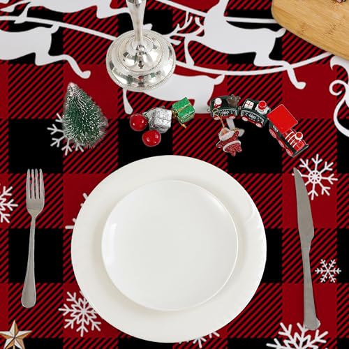 Christmas Tablecloth 52x70 Inches Red and Black Rectangular Holiday Decor