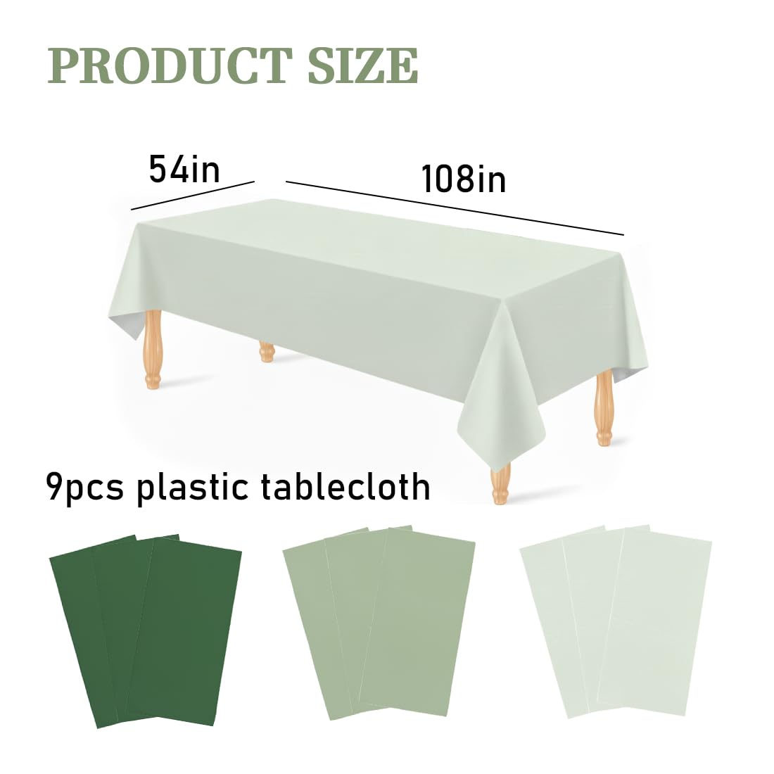 SEBMNOO Sage Green Plastic Tablecloth Rectangle Table Decorations, Plastic Table Cloth Disposable Tablecloths Waterproof for Birthday Baby Shower Thanksgiving Bridal Wedding