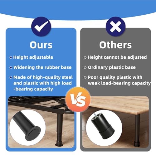 6Pcs Adjustable Metal Bed Legs 8-12 Inch Support Heavy Duty M8 M10 Thread for Bed Frame, Sofa, Cupboard, Desk