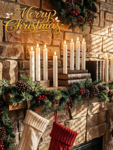 Funtery Classic Style 6.5-inch Flameless LED Taper Candles with Remote - White, 48 pcs