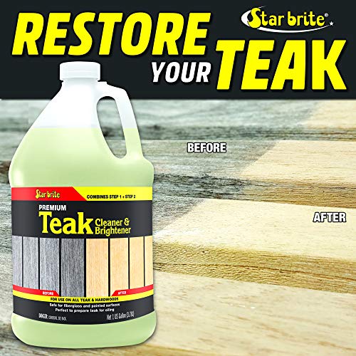 Teak Cleaner & Brightener Gallon - Restores Weathered Wood, 128 OZ - Star Brite