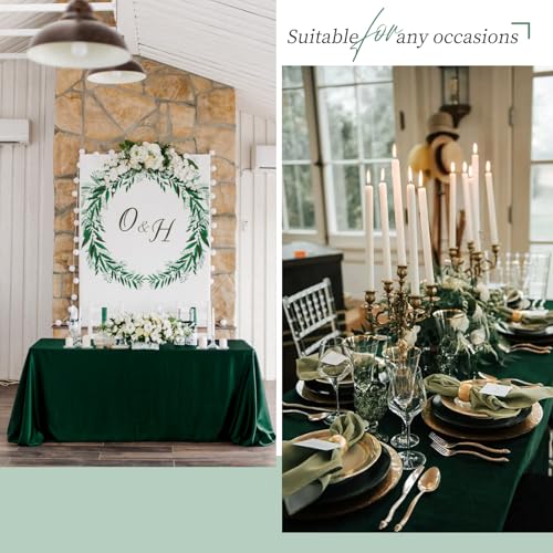 Teruntrue 10 Pack Hunter Green Polyester Tablecloth 60 x 102 Inch for 6ft Tables