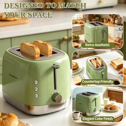 Stainless Steel 2-Slice Toaster with Wide Slots & 8 Browning Levels