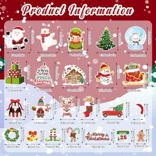 JULMELON Christmas Magnetic Stickers, 22pcs Xmas Snowman Santa Gingerbread Car Magnets Holiday Decorations Accessories for Supplies Home Refrigerator Dishwasher Fridge Car Bumpers Party Decor