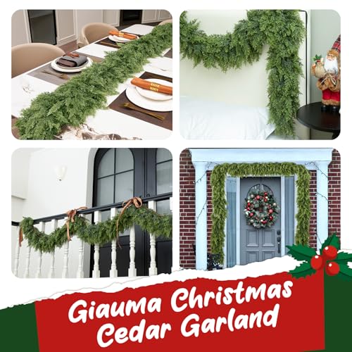 9FT Double Fullness Artificial Cedar Garland - Faux Christmas Holiday Decor