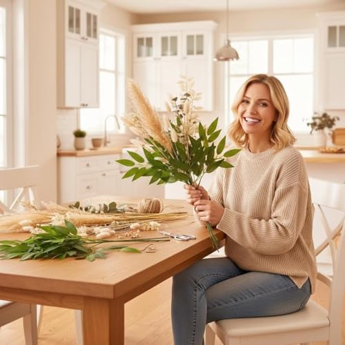 KACOMACO 100PCS Artificial Italian Ruscus Greenery Stems 18" for Wedding & Decor